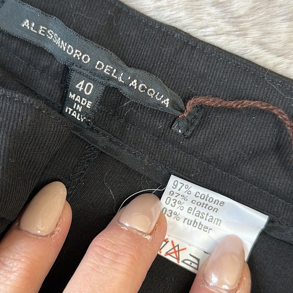 ALESSANDRO DELL'AGGUA | Black Flat Front Pant Ankle Length, Zipper at Hem - Picture 8 of 8